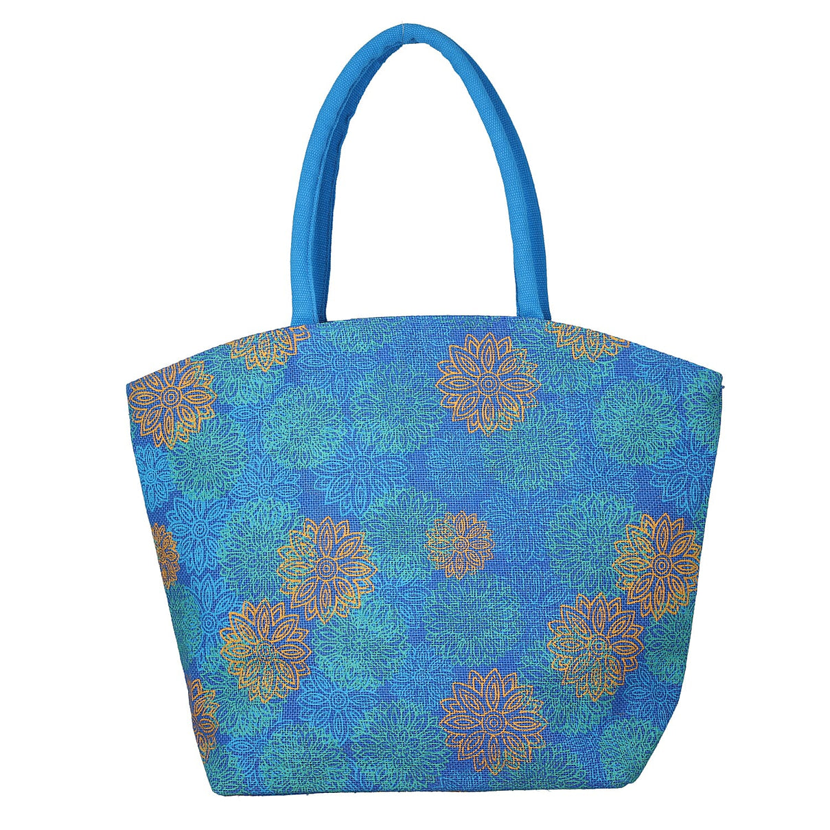 Natural Jute Floral Pattern Tote Bag - Blue 6083971 0