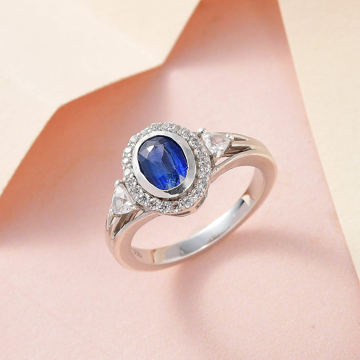 Natural Kashmir Blue Kyanite and Natural Zircon Ring in Platinum Overlay Sterling Silver 1.56 Ct 7346937 3