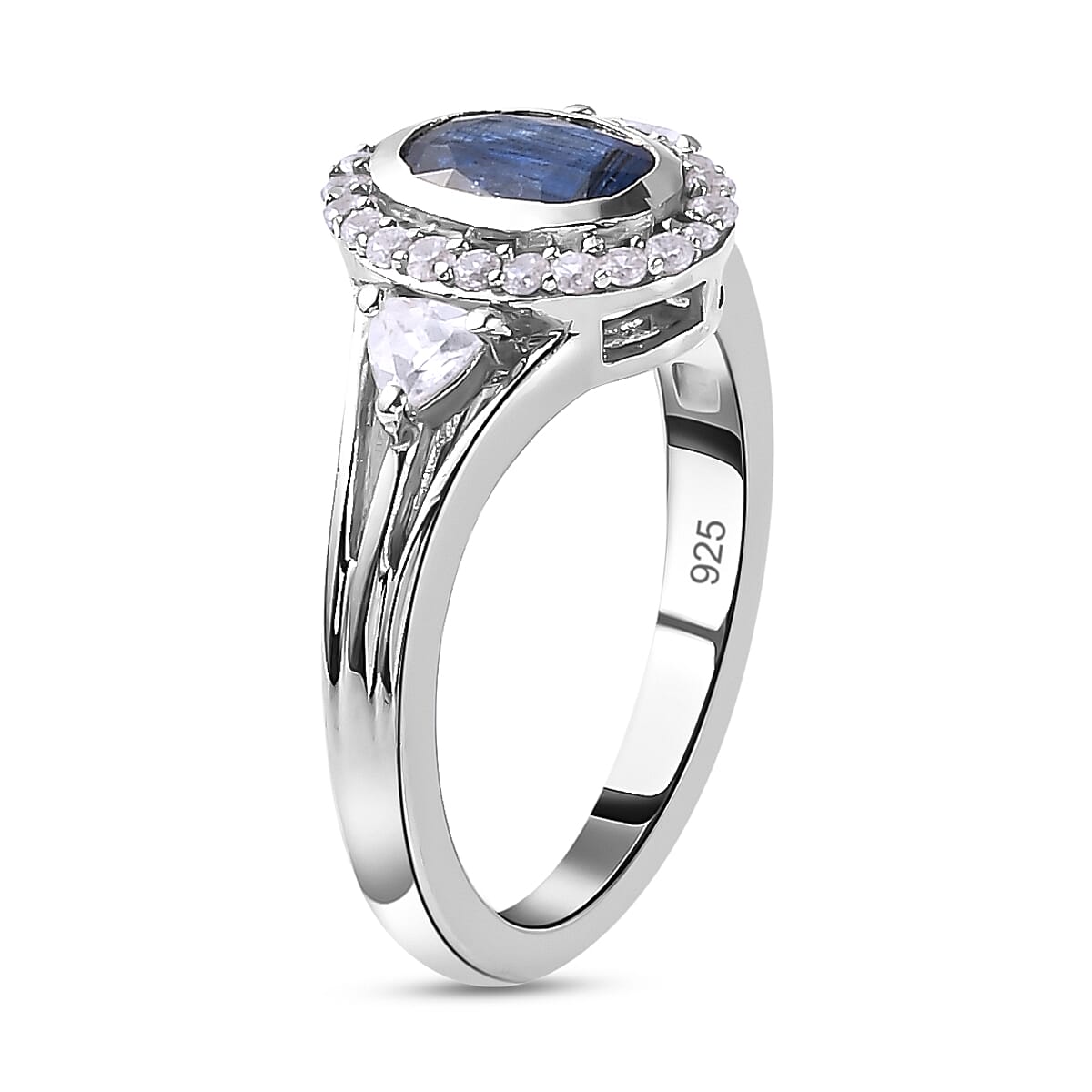 Natural Kashmir Blue Kyanite and Natural Zircon Ring in Platinum Overlay Sterling Silver 1.56 Ct 7346937 7