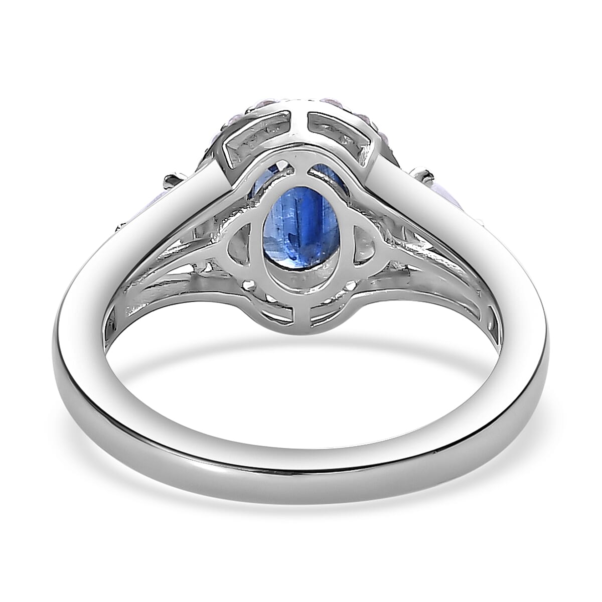 Natural Kashmir Blue Kyanite and Natural Zircon Ring in Platinum Overlay Sterling Silver 1.56 Ct 7346937 9