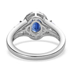 Natural Kashmir Blue Kyanite and Natural Zircon Ring in Platinum Overlay Sterling Silver 1.56 Ct