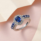 Natural Kashmir Blue Kyanite and Natural Zircon Ring in Platinum Overlay Sterling Silver 2.30 Ct