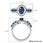 Natural Kashmir Blue Kyanite and Natural Zircon Ring in Platinum Overlay Sterling Silver 2.30 Ct