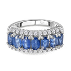 Natural Kashmir Blue Kyanite and Natural Zircon Ring in Platinum Overlay Sterling Silver 2.75 Ct