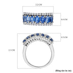 Natural Kashmir Blue Kyanite and Natural Zircon Ring in Platinum Overlay Sterling Silver 2.75 Ct
