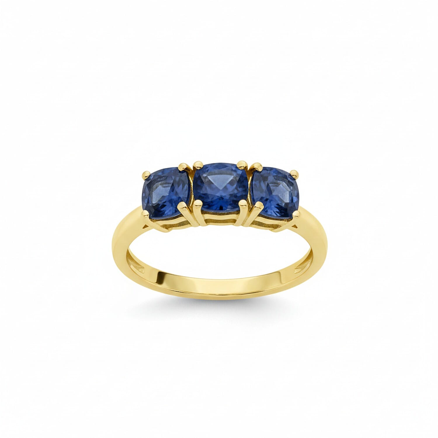 Natural Kashmir Kyanite Trilogy Ring in 18K Yellow Gold Plated Sterling Silver 2.19 Ct. 8247544 0