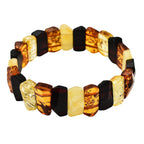 Natural Multi-Colour Baltic Amber Stretchable Bracelet (Size 7)