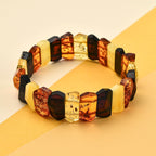 Natural Multi-Colour Baltic Amber Stretchable Bracelet (Size 7)