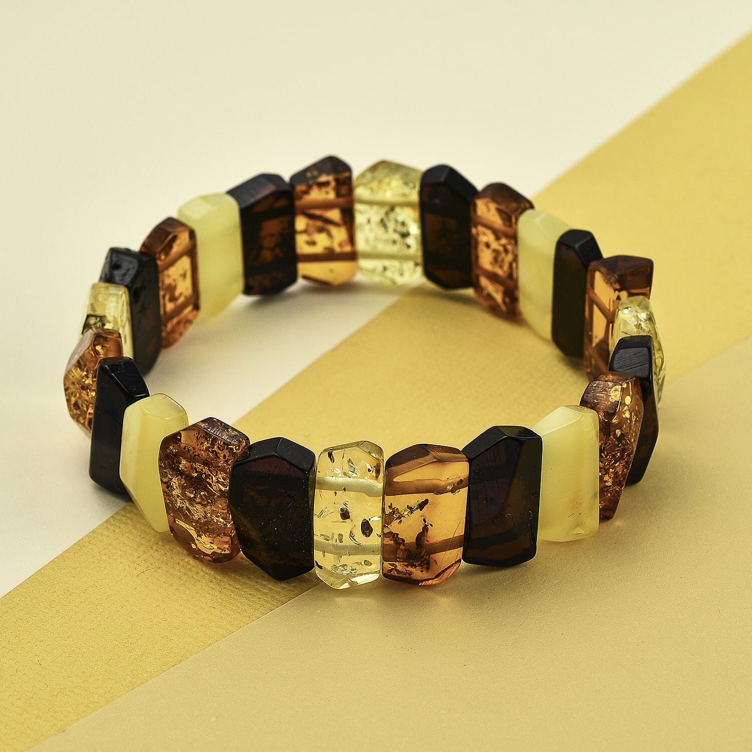 Natural Multi-Colour Baltic Amber Stretchable Bracelet (Size 7) 7832926 1