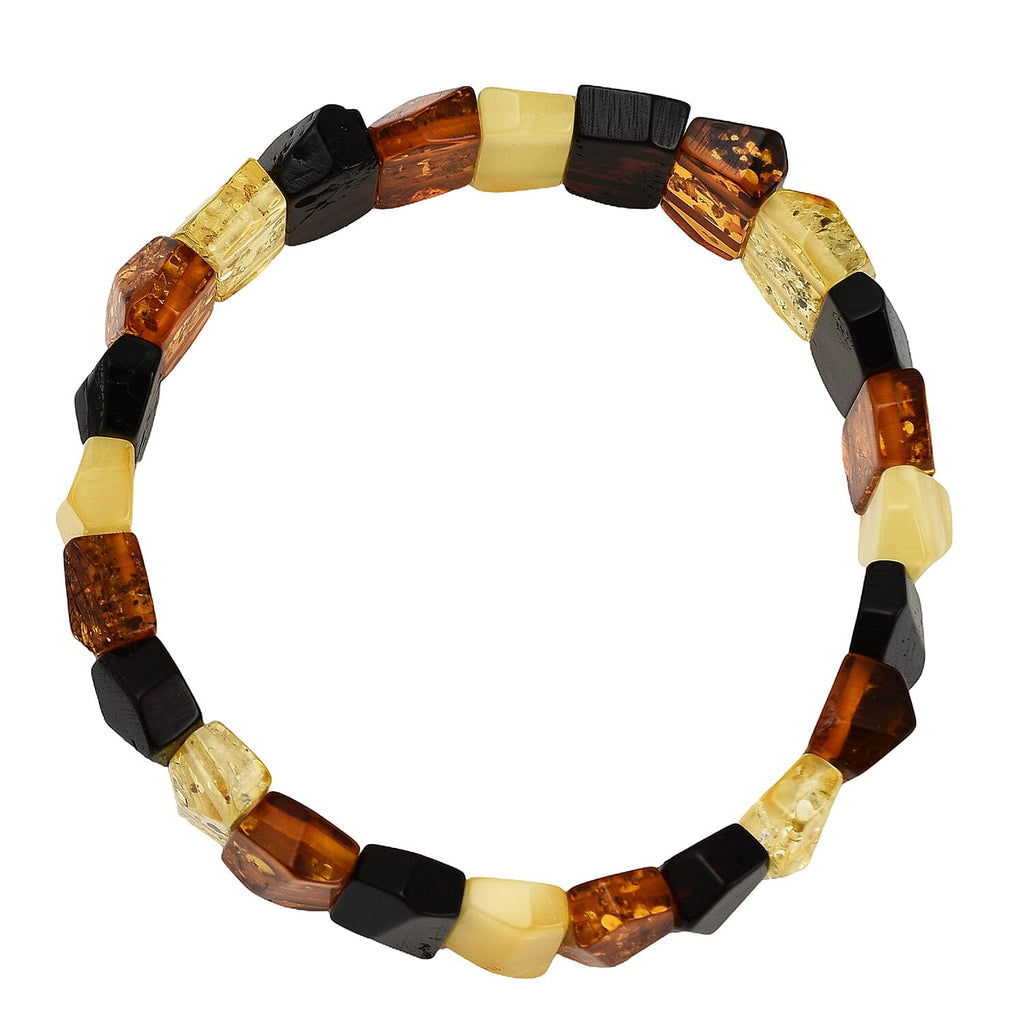Natural Multi-Colour Baltic Amber Stretchable Bracelet (Size 7)