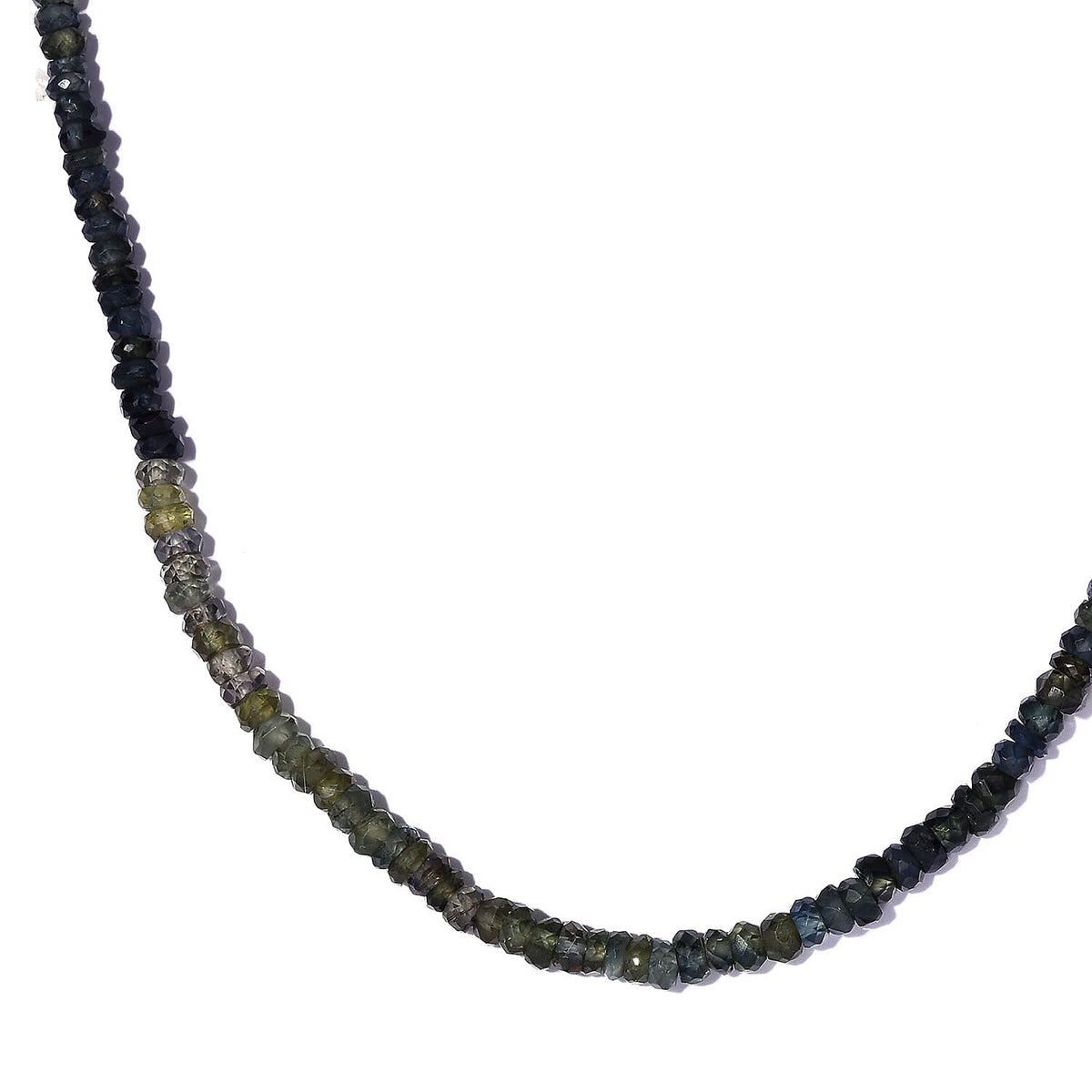 Natural Parti Sapphire Beads Necklace (Size - 20) in Platinum Overlay Sterling Silver 53.00 Ct. 7026482 4