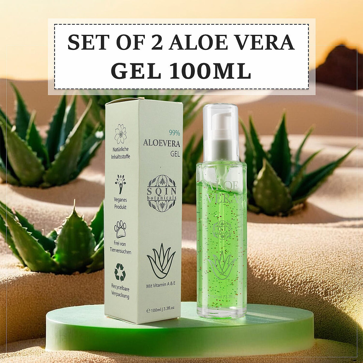 "Natural Set of 2 'Marigold &amp; Lotus' Aloe Vera Moisturising gel Vol- 100 ml each" 7210231 1