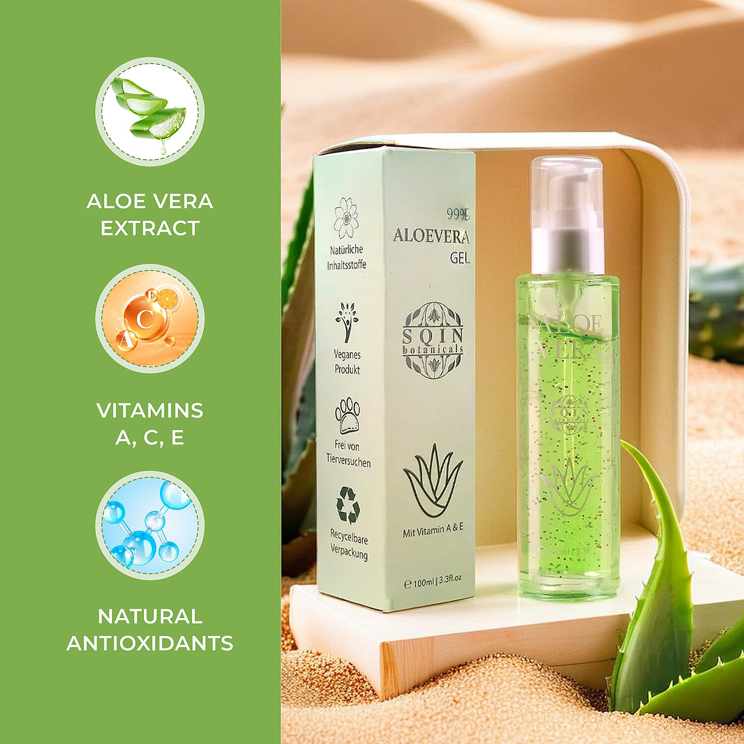 "Natural Set of 2 'Marigold &amp; Lotus' Aloe Vera Moisturising gel Vol- 100 ml each" 7210231 3