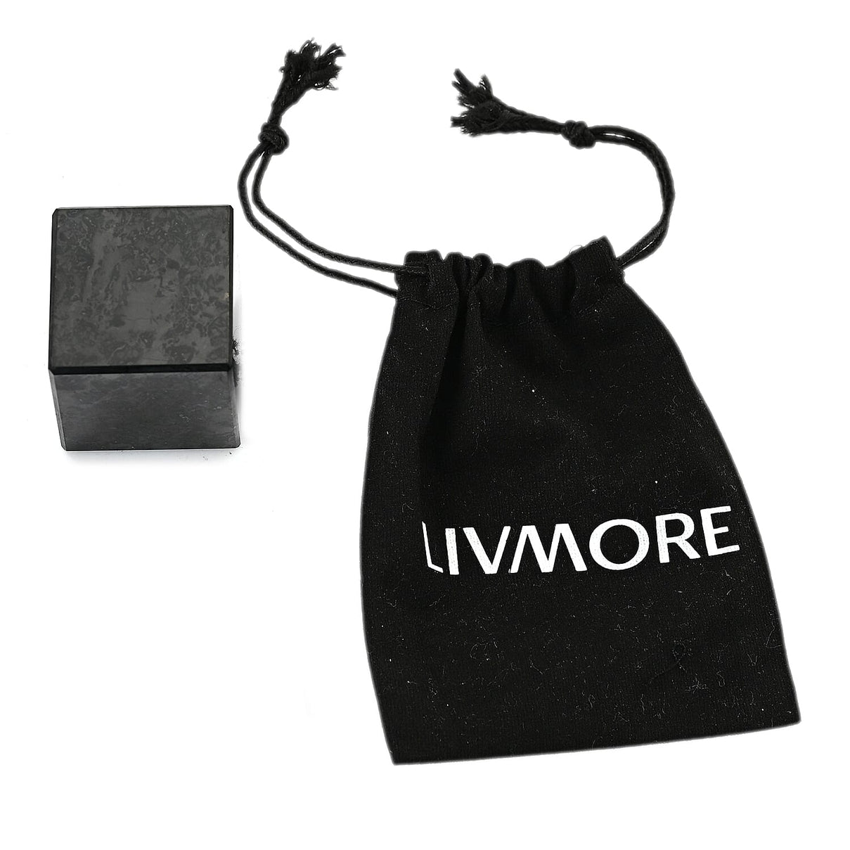 Natural Shungite Cube Presented In a Drawstring Velvet Pouch 600.00 Ct 8321452 0