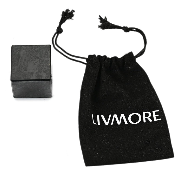 Natural Shungite Cube Presented In a Drawstring Velvet Pouch 600.00 Ct 8321452 1