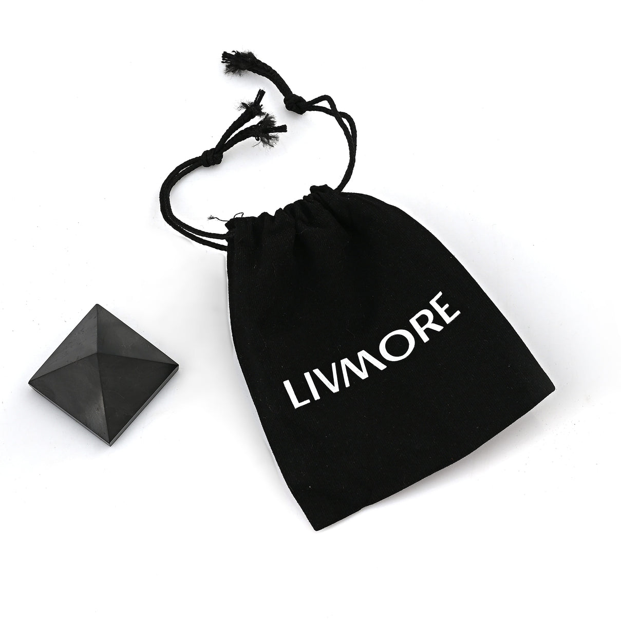 Natural Shungite Pyramid Presented In a Drawstring Velvet Pouch 213.00 Ct 8321453 0