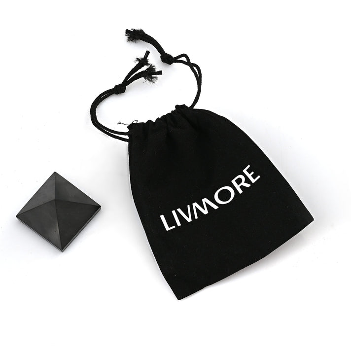 Natural Shungite Pyramid Presented In a Drawstring Velvet Pouch 213.00 Ct 8321453 1