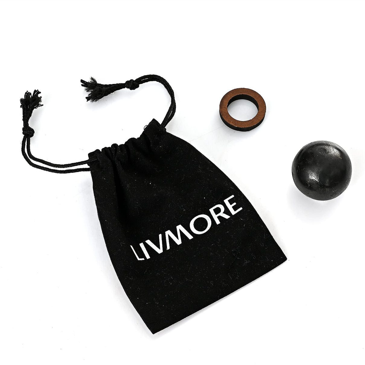 Natural Shungite Sphere Presented In a Drawstring Velvet Pouch 274.00 Ct 8321449 0