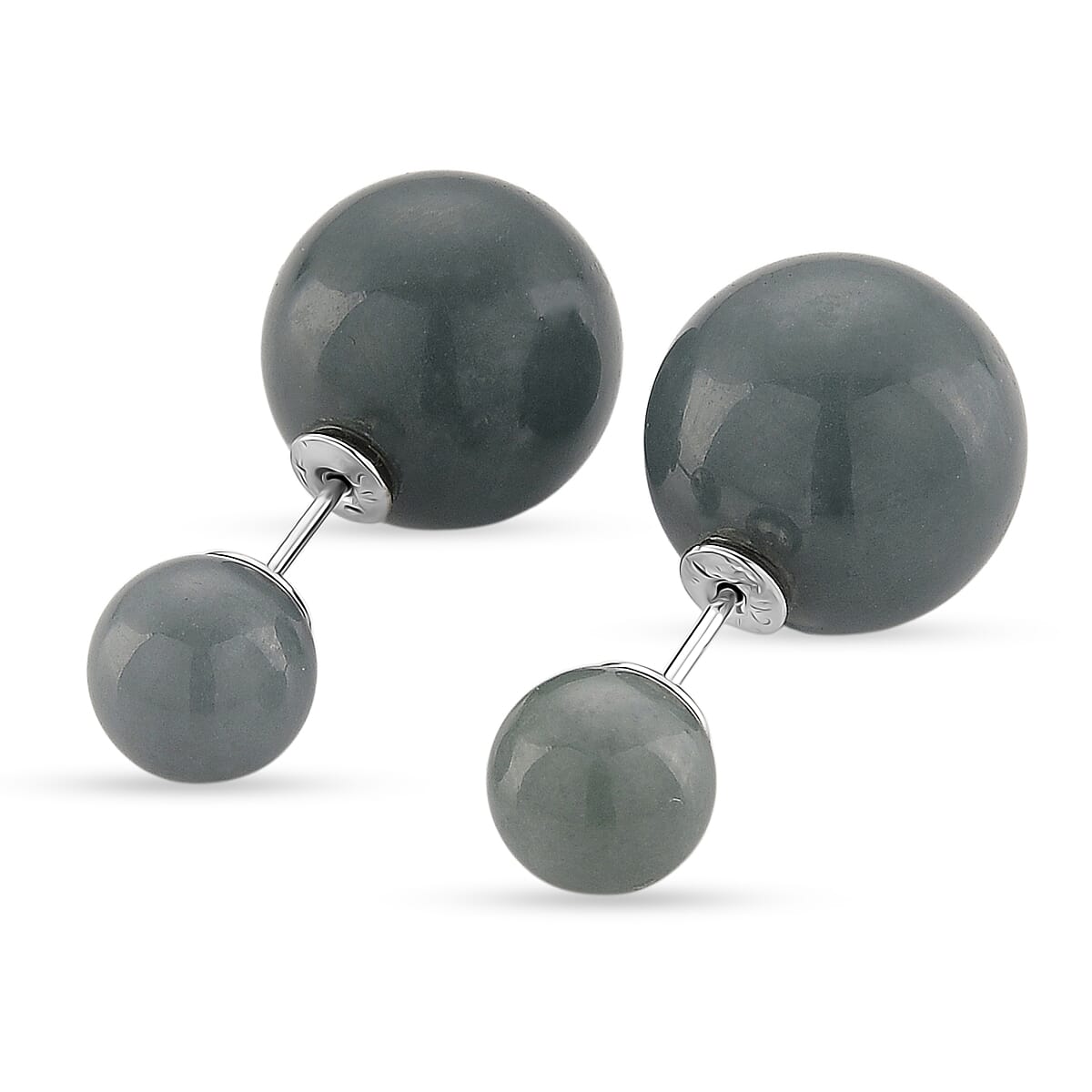 Natural Type A Jadeite Beads Earring in Rhodium Overlay Sterling Silver 43.00 Ct. 8311371 0