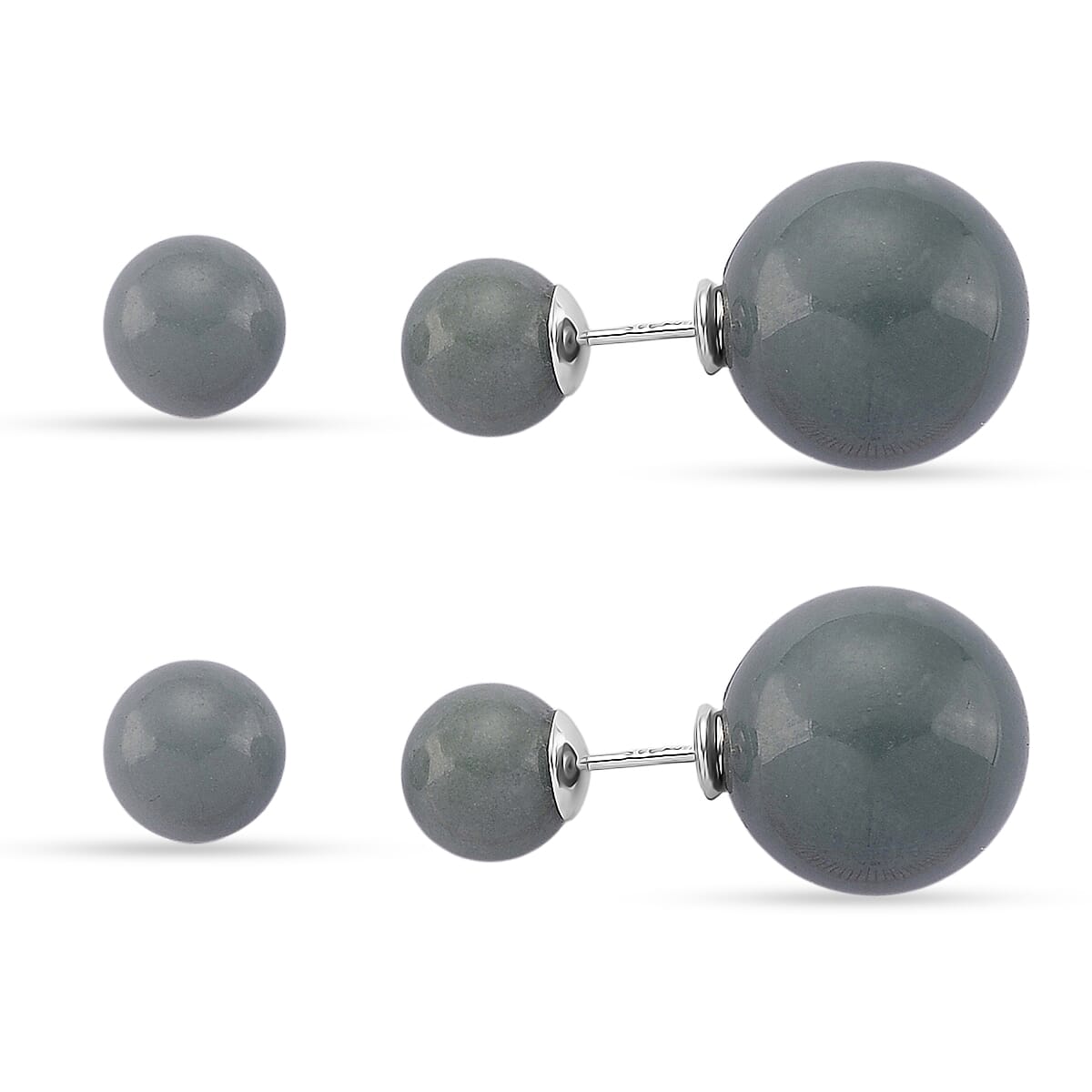 Natural Type A Jadeite Beads Earring in Rhodium Overlay Sterling Silver 43.00 Ct. 8311371 3