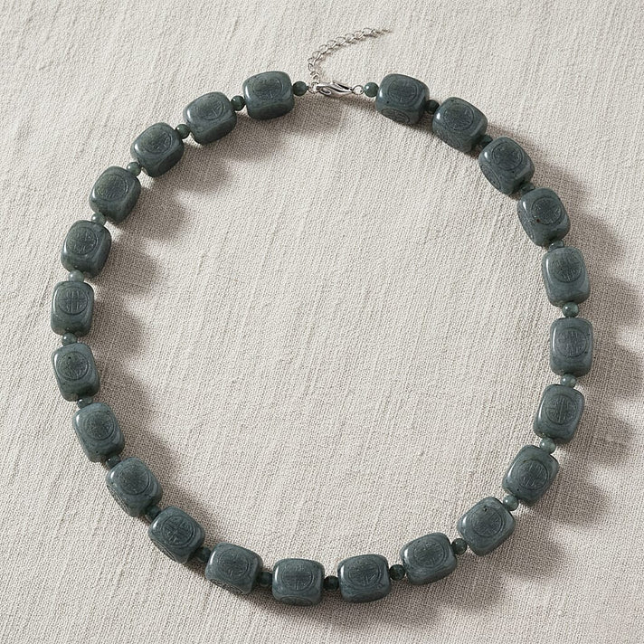 Natural Type A Jadeite Beads Necklace (Size 20 - 2 Ext) with Lobster Clasp in Rhodium Overlay Sterling Silver 610.00 Ct. 8294276 2