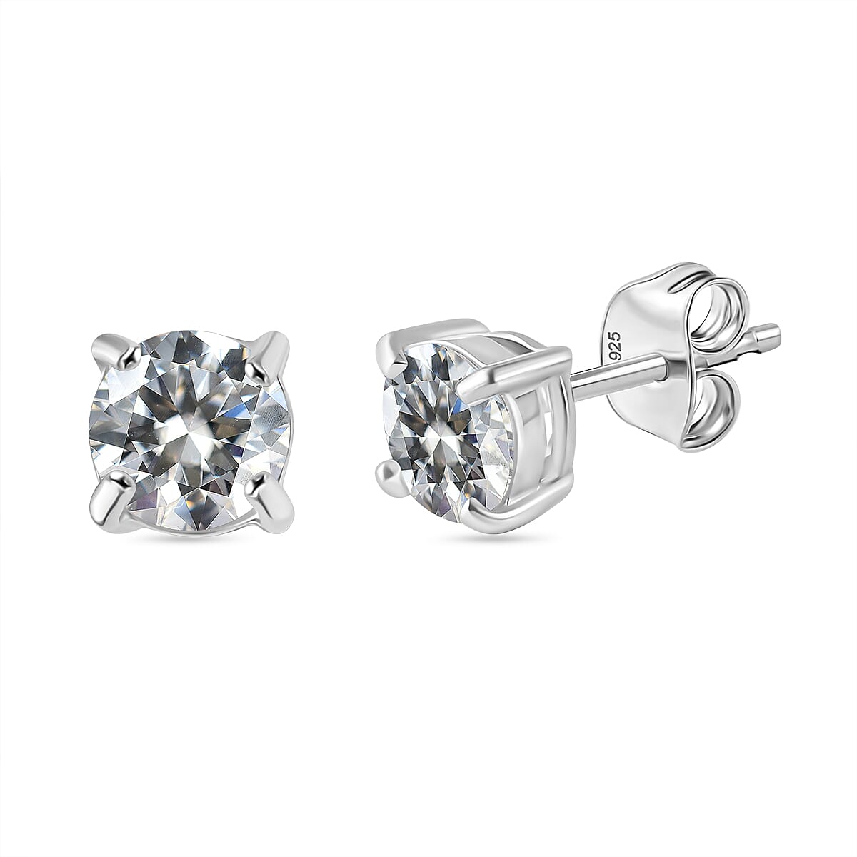 Natural White Cambodian Zircon (Rnd) Stud Earrings in Sterling Silver. Total Wt 1.00 Cts 3027737 0