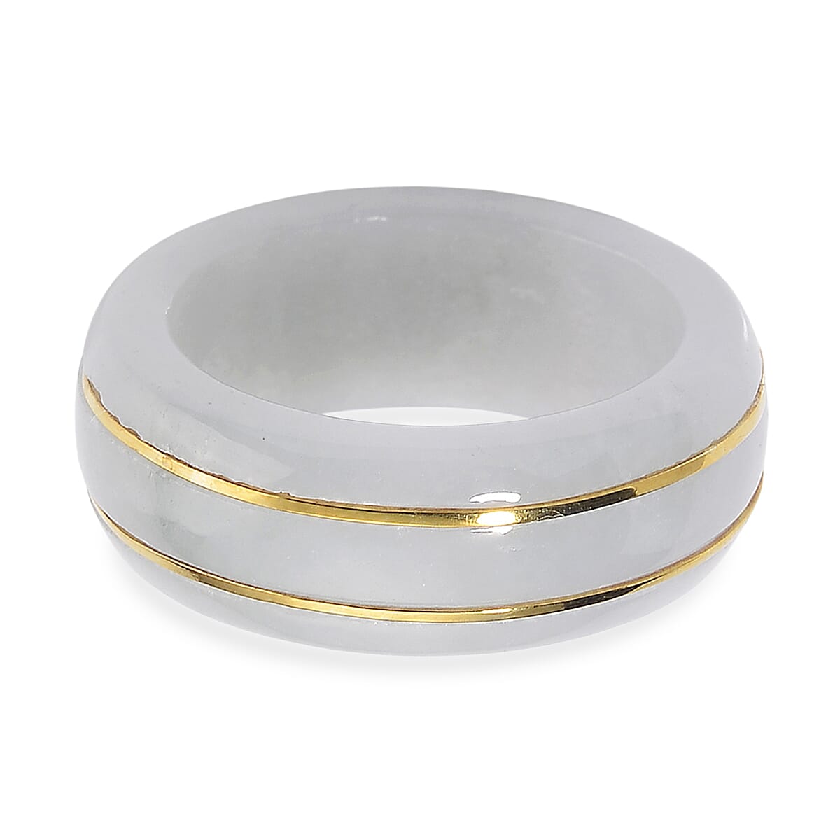 Natural Jade Band Ring in 18K Vermeil Yellow Gold Sterling Silver 26.70 Ct. 8147541 0