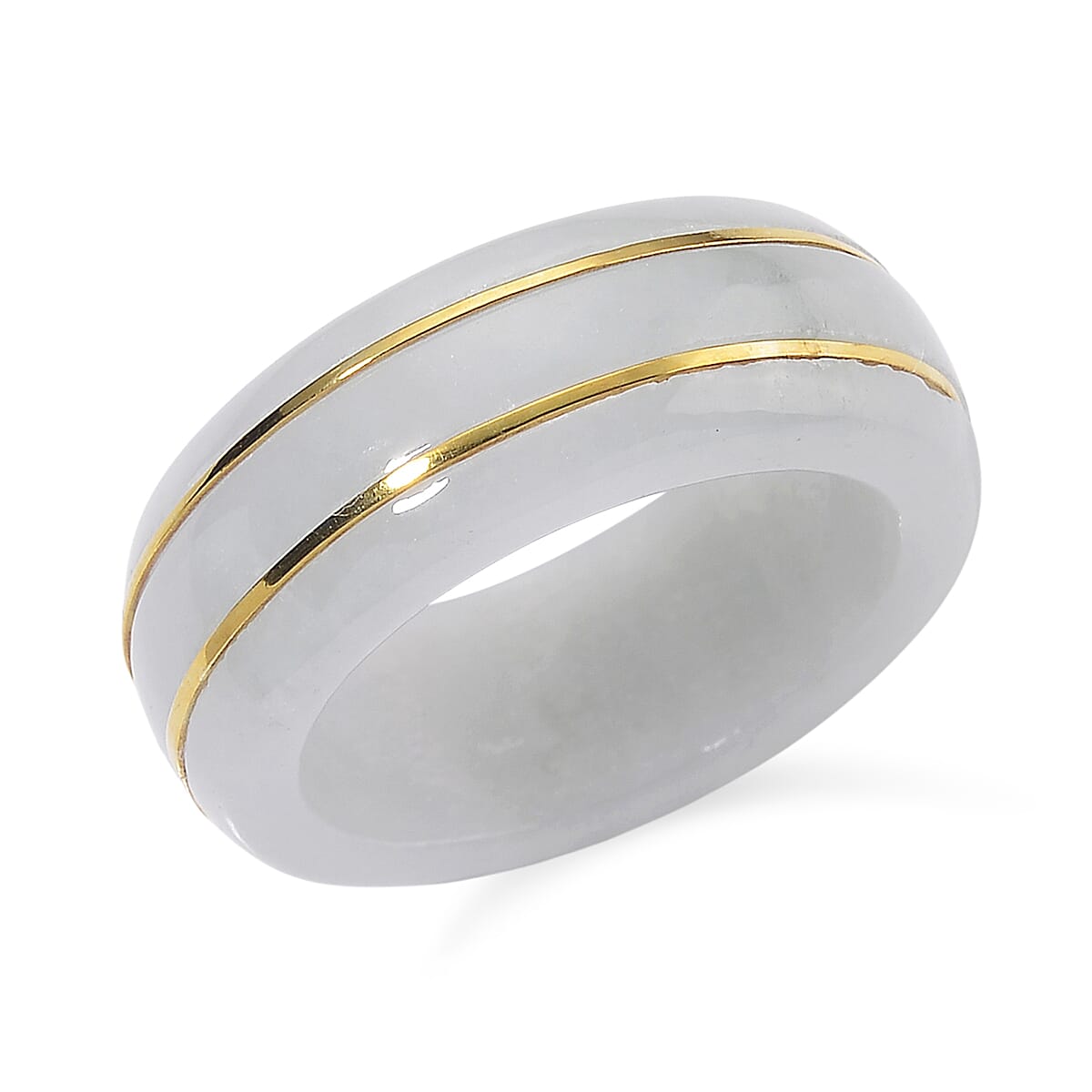 Natural Jade Band Ring in 18K Vermeil Yellow Gold Sterling Silver 26.70 Ct. 8147541 3
