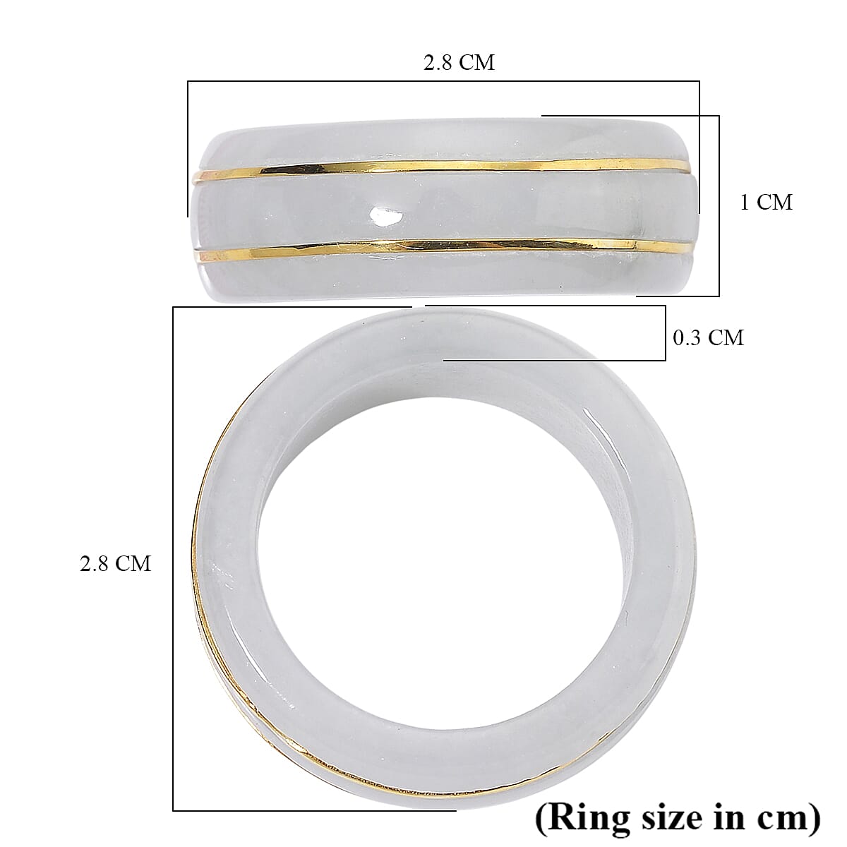 Natural Jade Band Ring in 18K Vermeil Yellow Gold Sterling Silver 26.70 Ct. 8147541 6