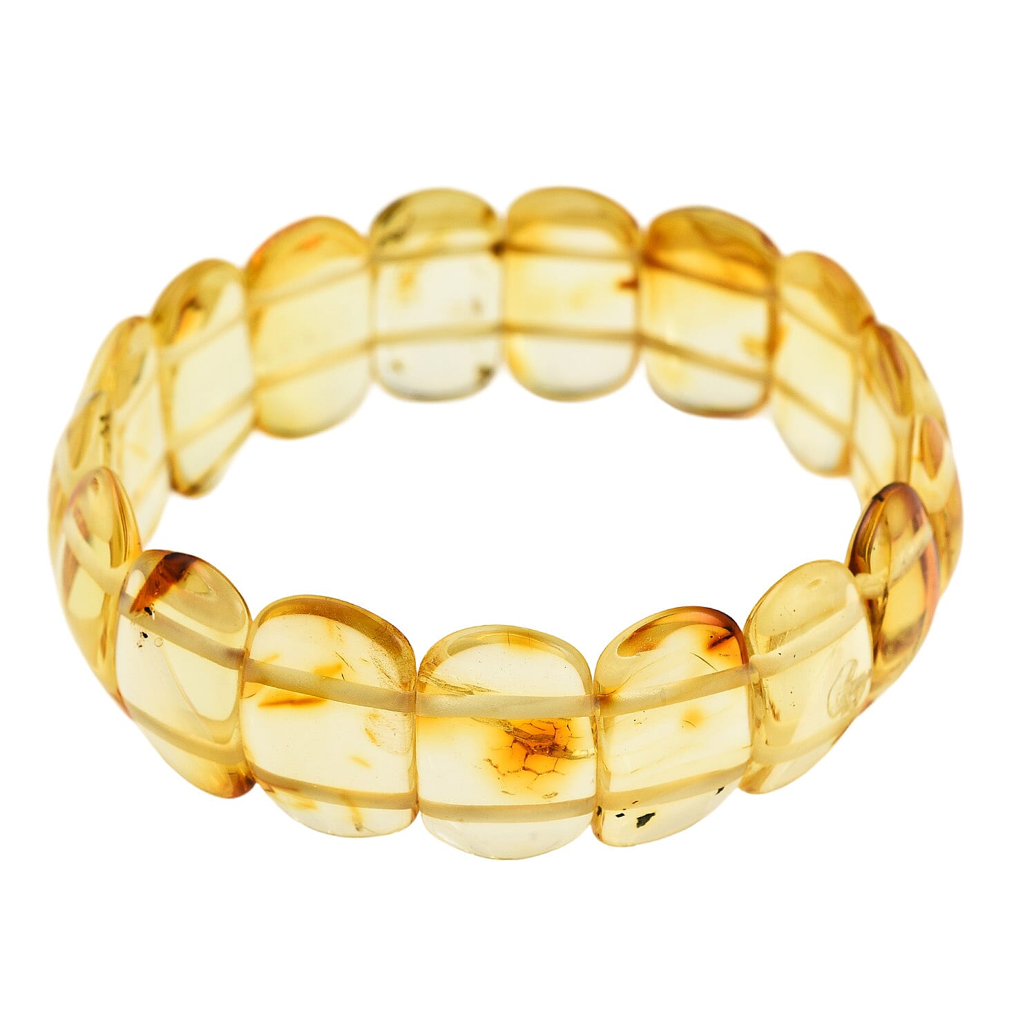 Tucson Find - Natural Yellow Baltic Amber Stretchable Bracelet (Size 7.5) 7832932 0