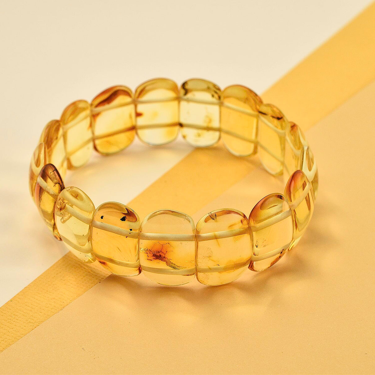 Tucson Find - Natural Yellow Baltic Amber Stretchable Bracelet (Size 7.5) 7832932 1