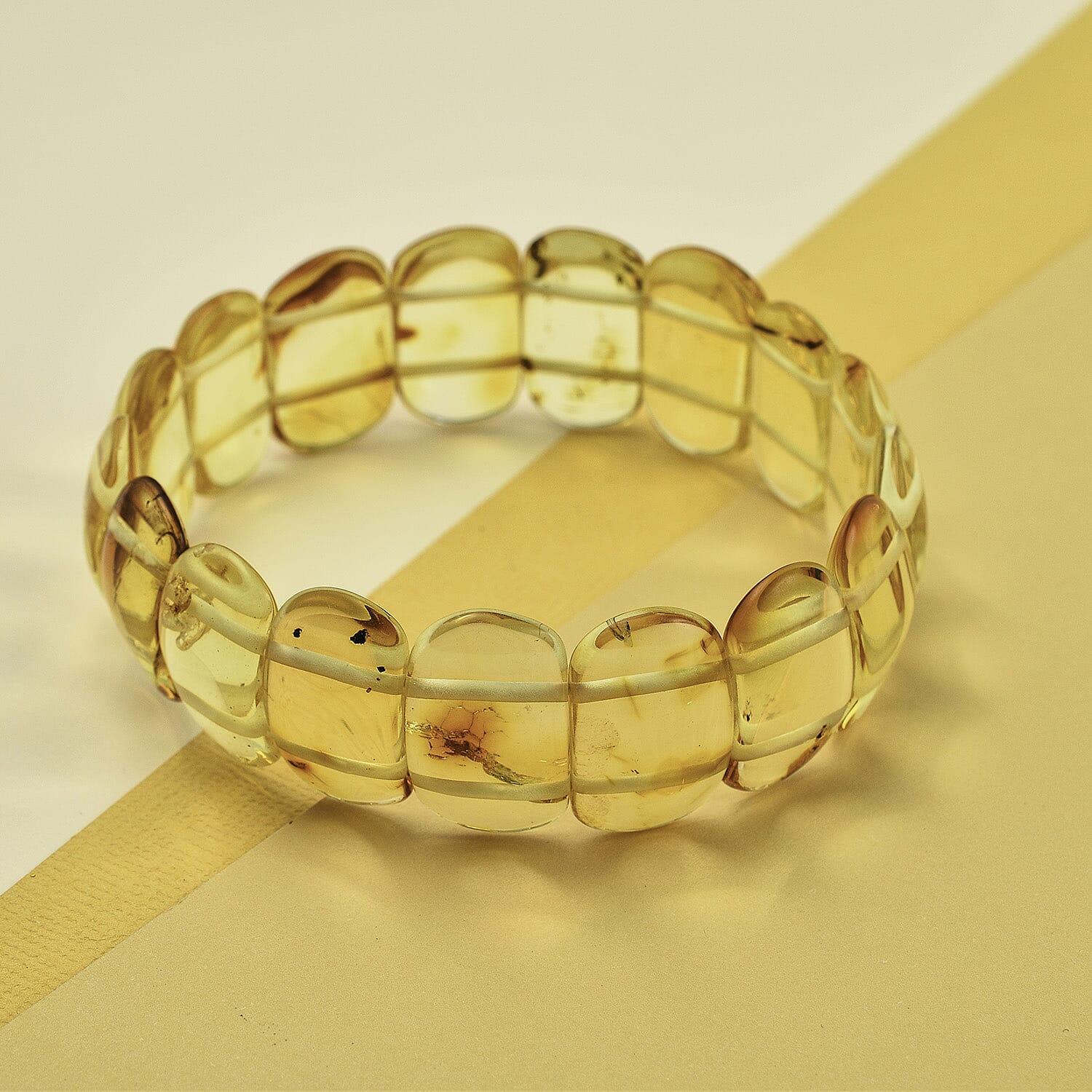 Tucson Find - Natural Yellow Baltic Amber Stretchable Bracelet (Size 7.5) 7832932 1