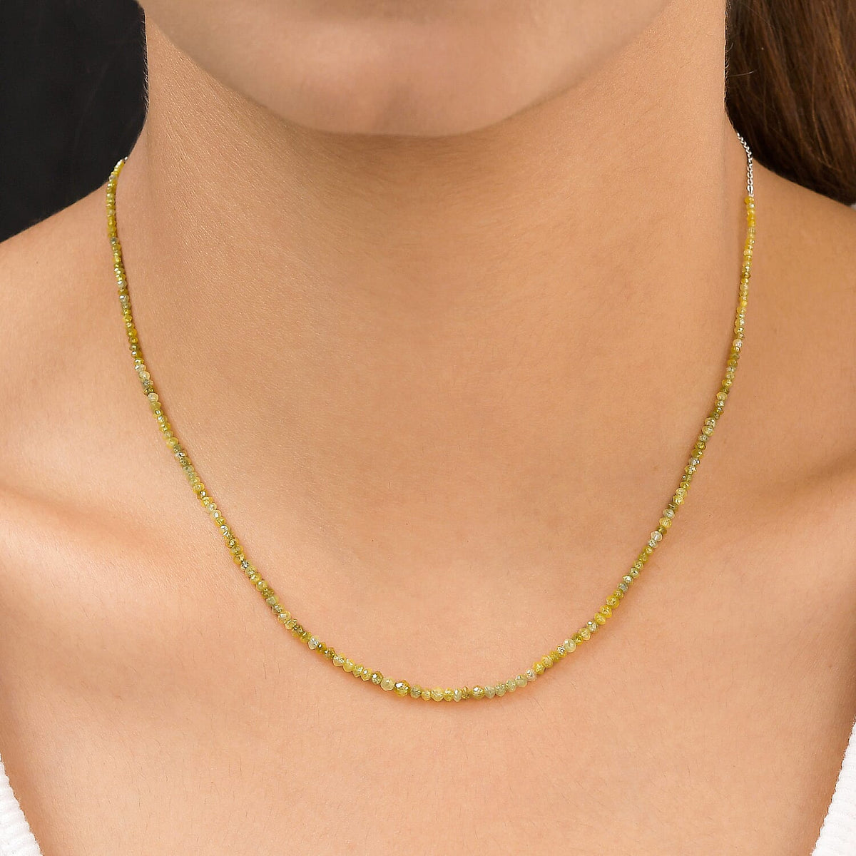 Natural Yellow Diamond Bead Necklace (Size - 20) in Platinum Overlay Sterling Silver 10.00 Ct. 8914112 2