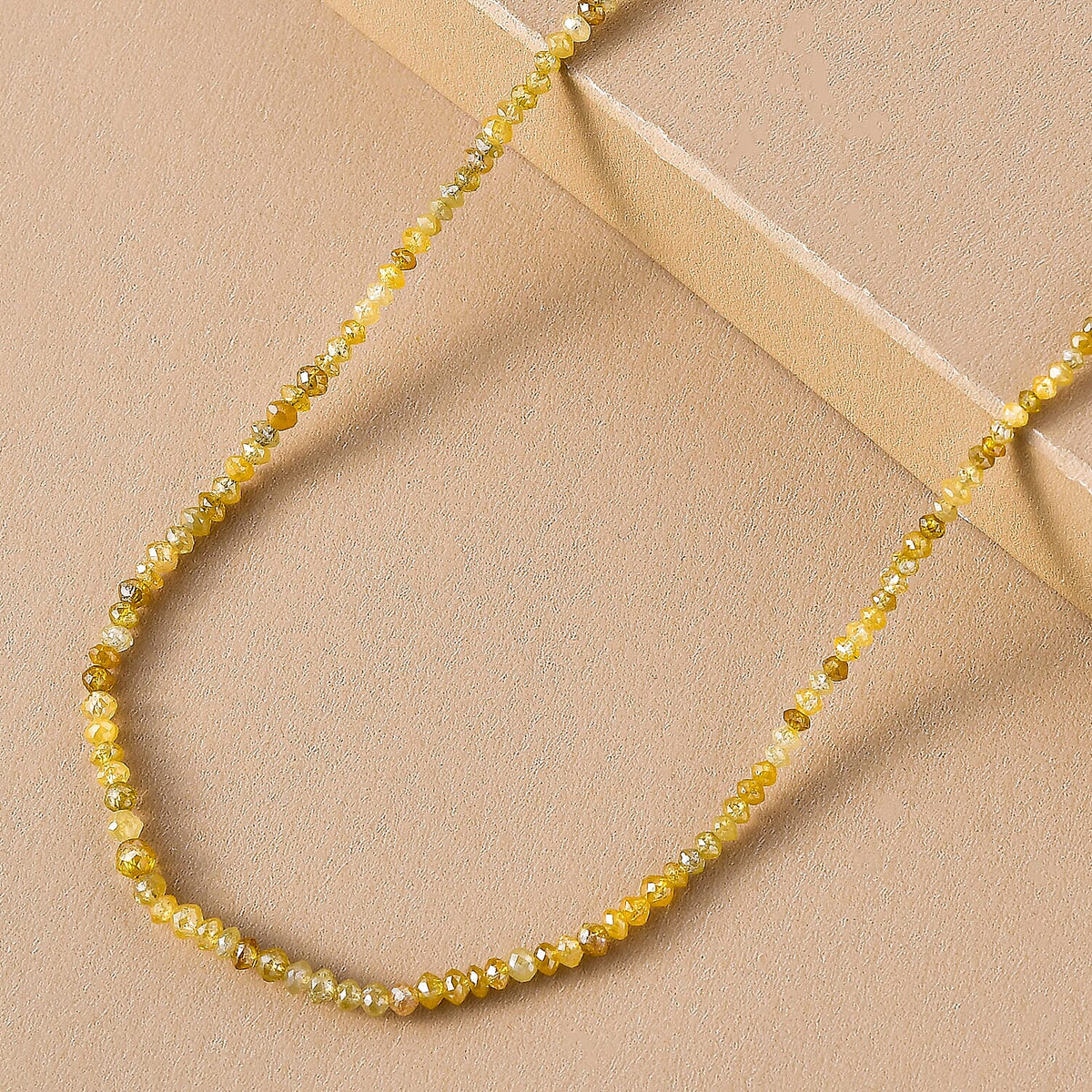 Natural Yellow Diamond Bead Necklace (Size - 20) in Platinum Overlay Sterling Silver 10.00 Ct. 8914112 3