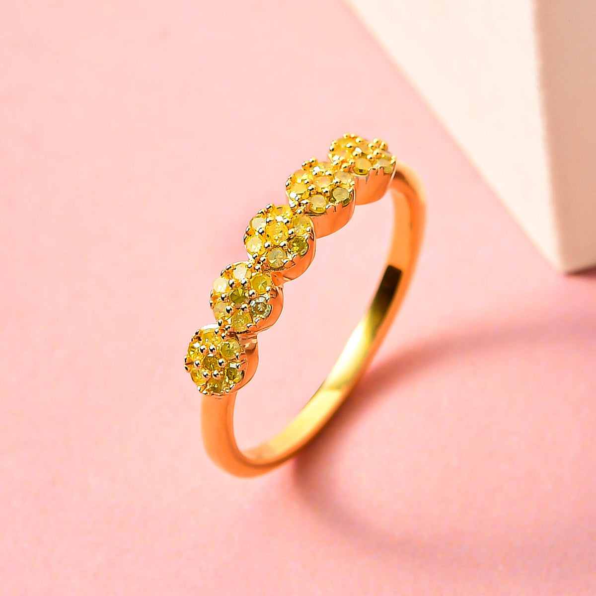 Natural Yellow Diamond Ring in Yellow Gold Vermeil Plated Sterling Silver 0.25 Ct. 7152604 3