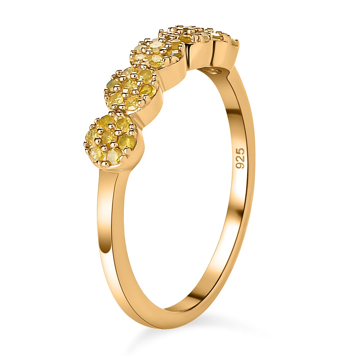 Natural Yellow Diamond Ring in Yellow Gold Vermeil Plated Sterling Silver 0.25 Ct. 7152604 7