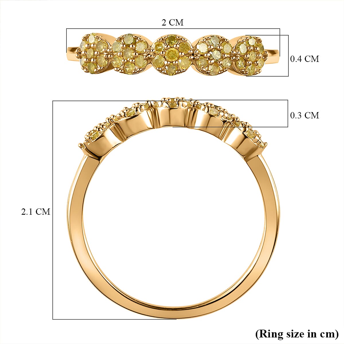 Natural Yellow Diamond Ring in Yellow Gold Vermeil Plated Sterling Silver 0.25 Ct. 7152604 11
