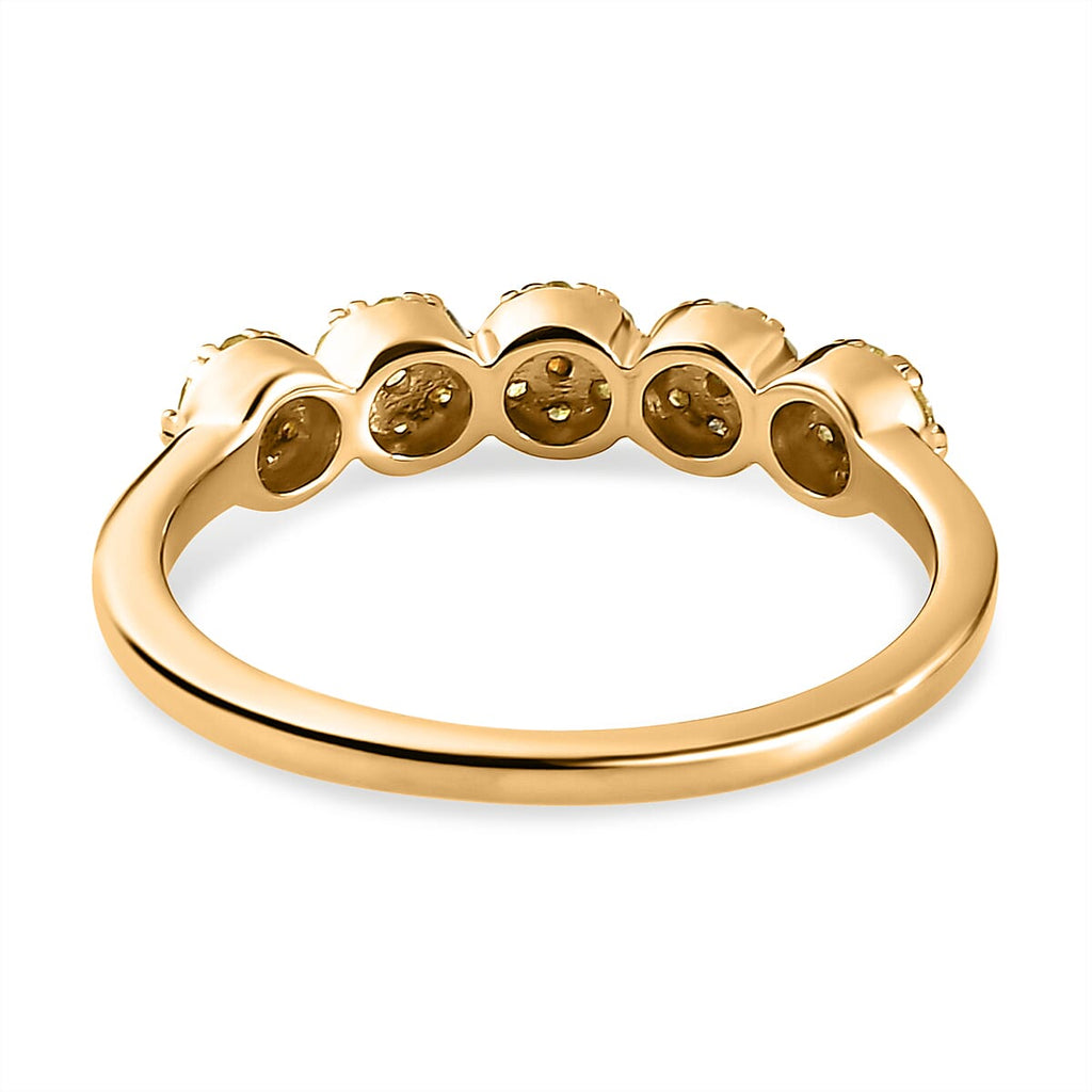 Natural Yellow Diamond Ring in Yellow Gold Vermeil Plated Sterling Silver 0.25 Ct.
