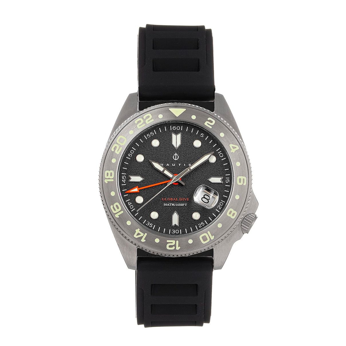 Nautis Global Dive Swiss Quartz Movt. Grey Dial 50 ATM Mens Watch with Black Strap 7783122 0