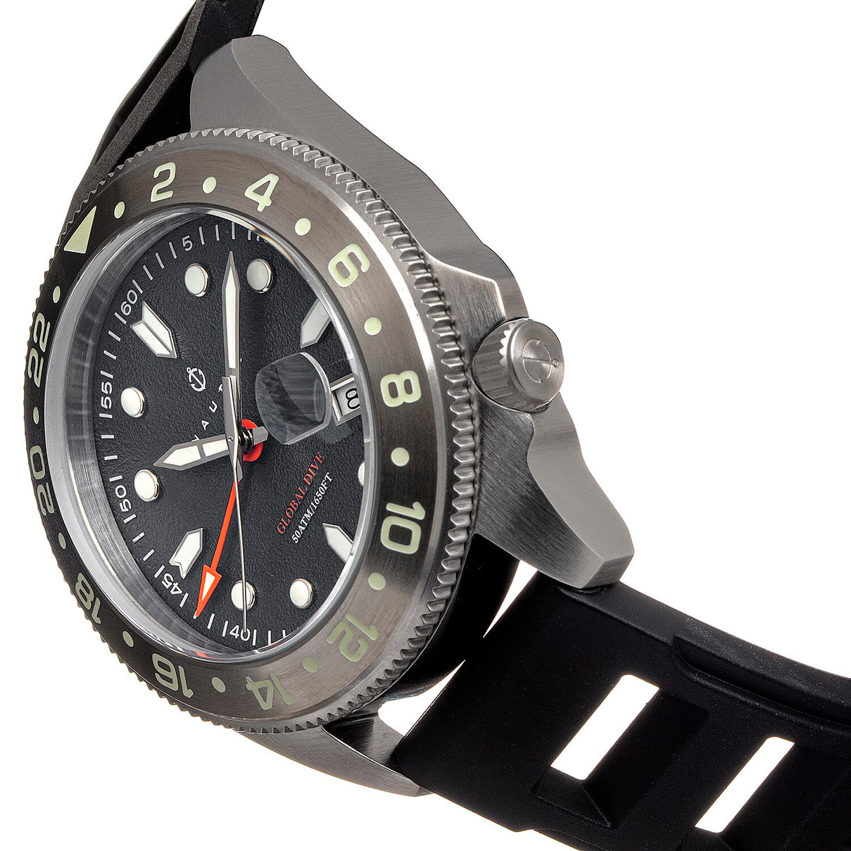 Nautis Global Dive Swiss Quartz Movt. Grey Dial 50 ATM Mens Watch with Black Strap 7783122 3