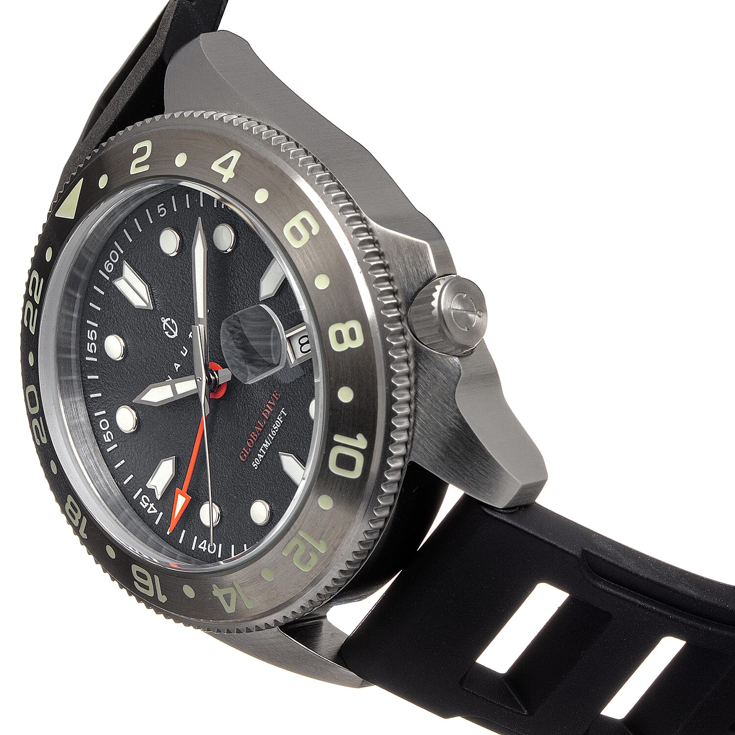 Nautis Global Dive Swiss Quartz Movt. Grey Dial 50 ATM Mens Watch with Black Strap 7783122 3