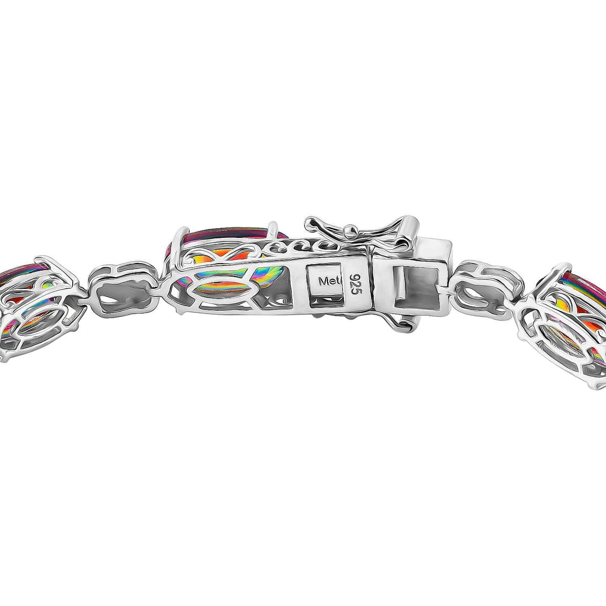 Nebula Quartz Doublet Station Bracelet (Size - 7) in Rhodium Overlay Sterling Silver 20.12 Ct 7927558 4