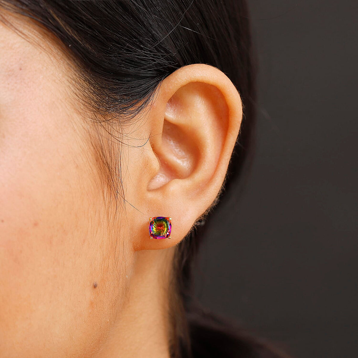 Nebula Quartz Doublet Cushion Push Back Earrings in 18K Vermeil Yellow Gold Plated Sterling Silver 3.16 Ct. 8048206 2