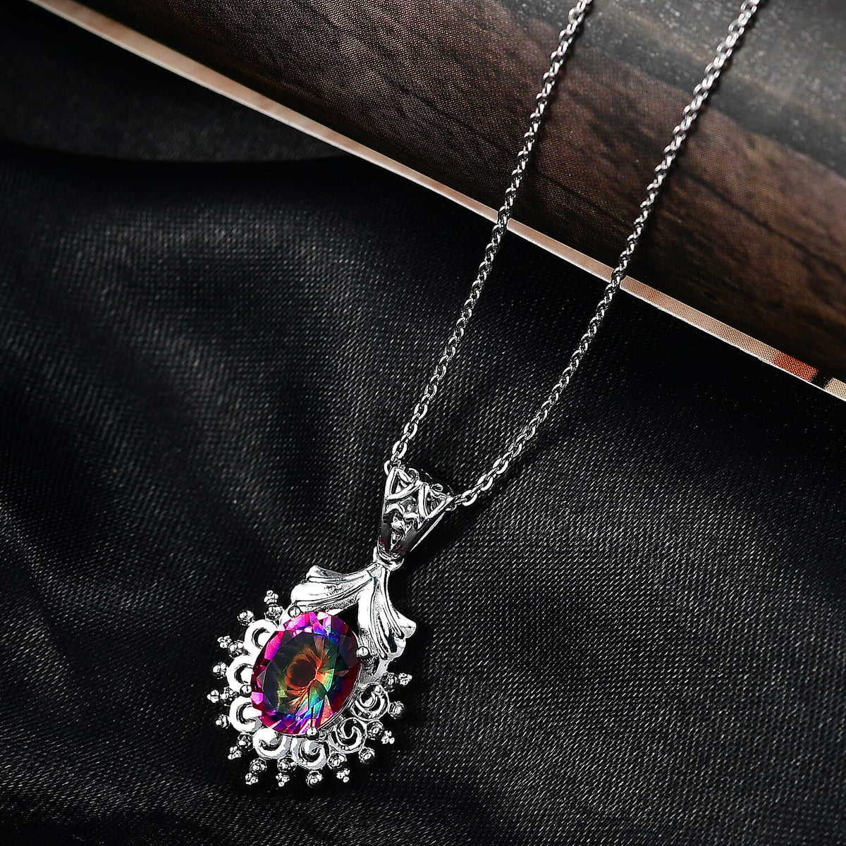 D'Joy Nebula Quartz Doublet Pendant with Chain (Size 20) in Platinum Overlay Sterling Silver 2.10 Ct. 4443187 2
