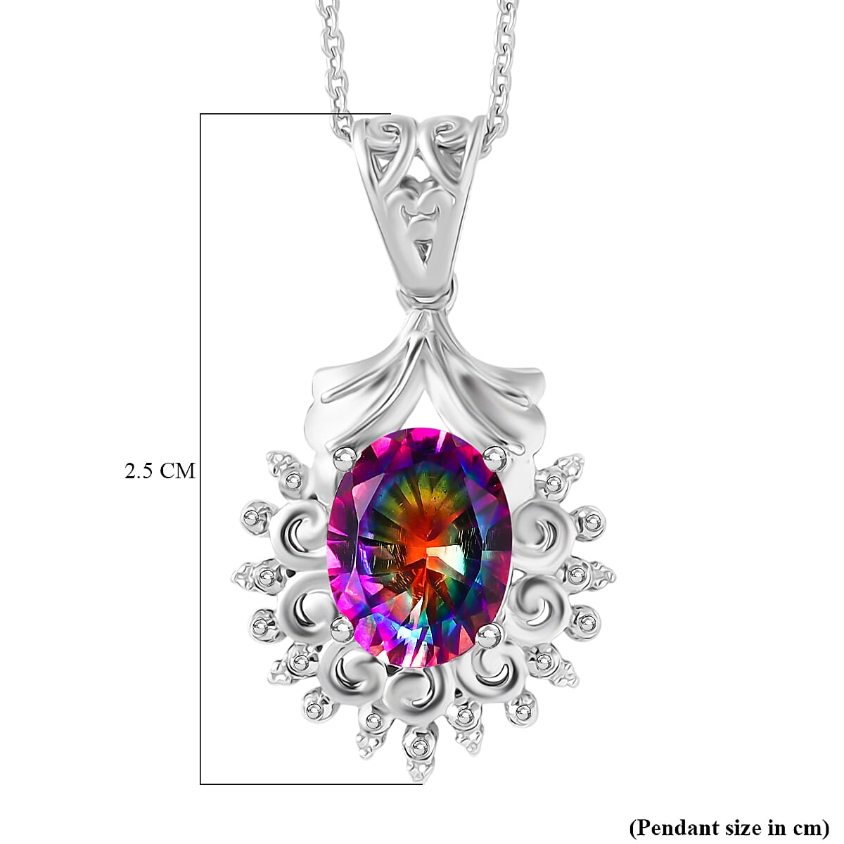 D'Joy Nebula Quartz Doublet Pendant with Chain (Size 20) in Platinum Overlay Sterling Silver 2.10 Ct. 4443187 6
