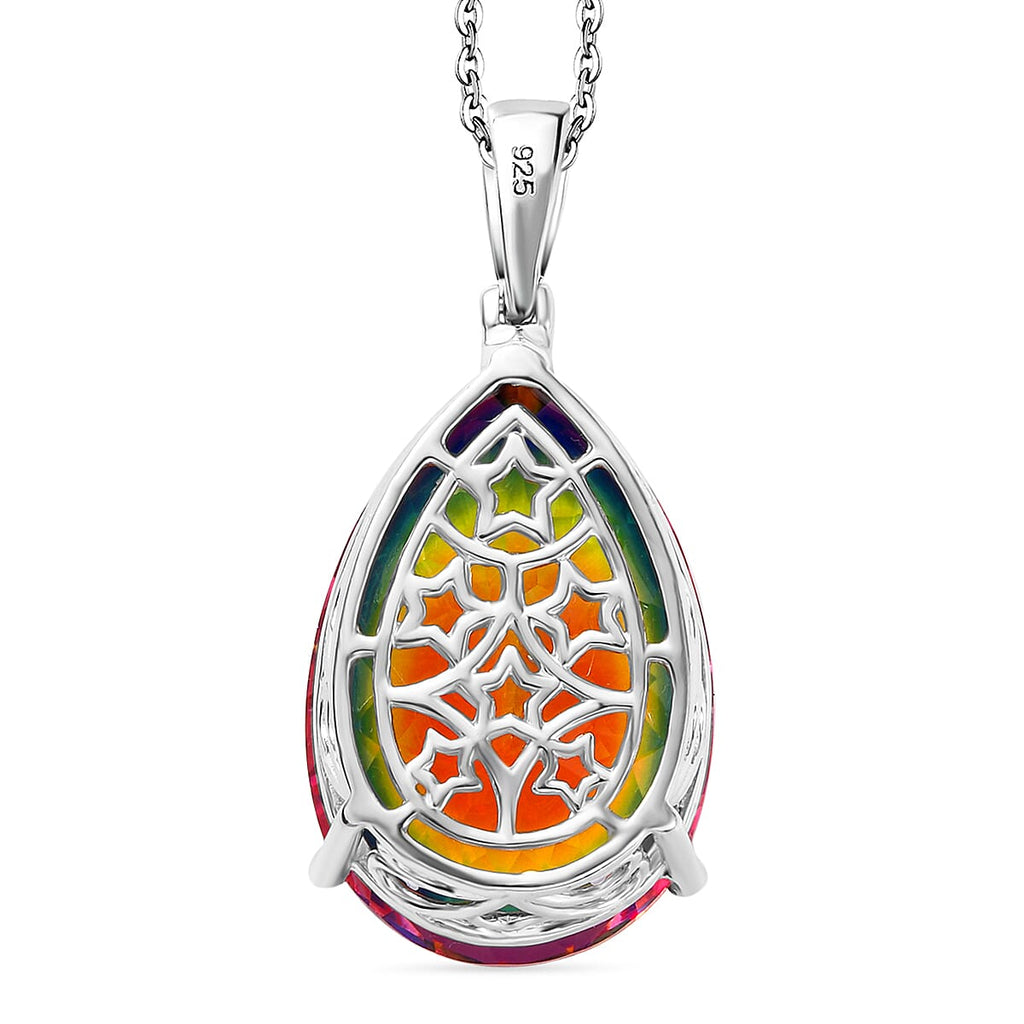 Nebula Quartz Cosmic Spark Pendant with Chain (Size 20) in Rhodium Overlay Sterling Silver 50.80 Ct, Silver Wt. 6.85 Gms.