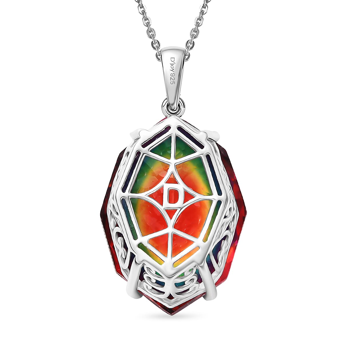 D'Joy Nebula Quartz Doublet Pendant with Chain (Size 20) in Rhodium Overlay Sterling Silver 21.84 Ct. 4445284 5