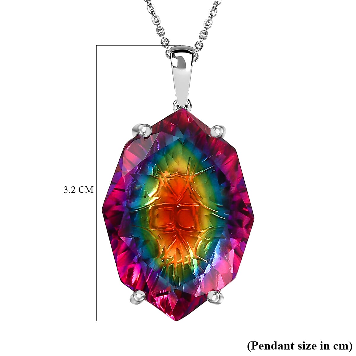 D'Joy Nebula Quartz Doublet Pendant with Chain (Size 20) in Rhodium Overlay Sterling Silver 21.84 Ct. 4445284 6