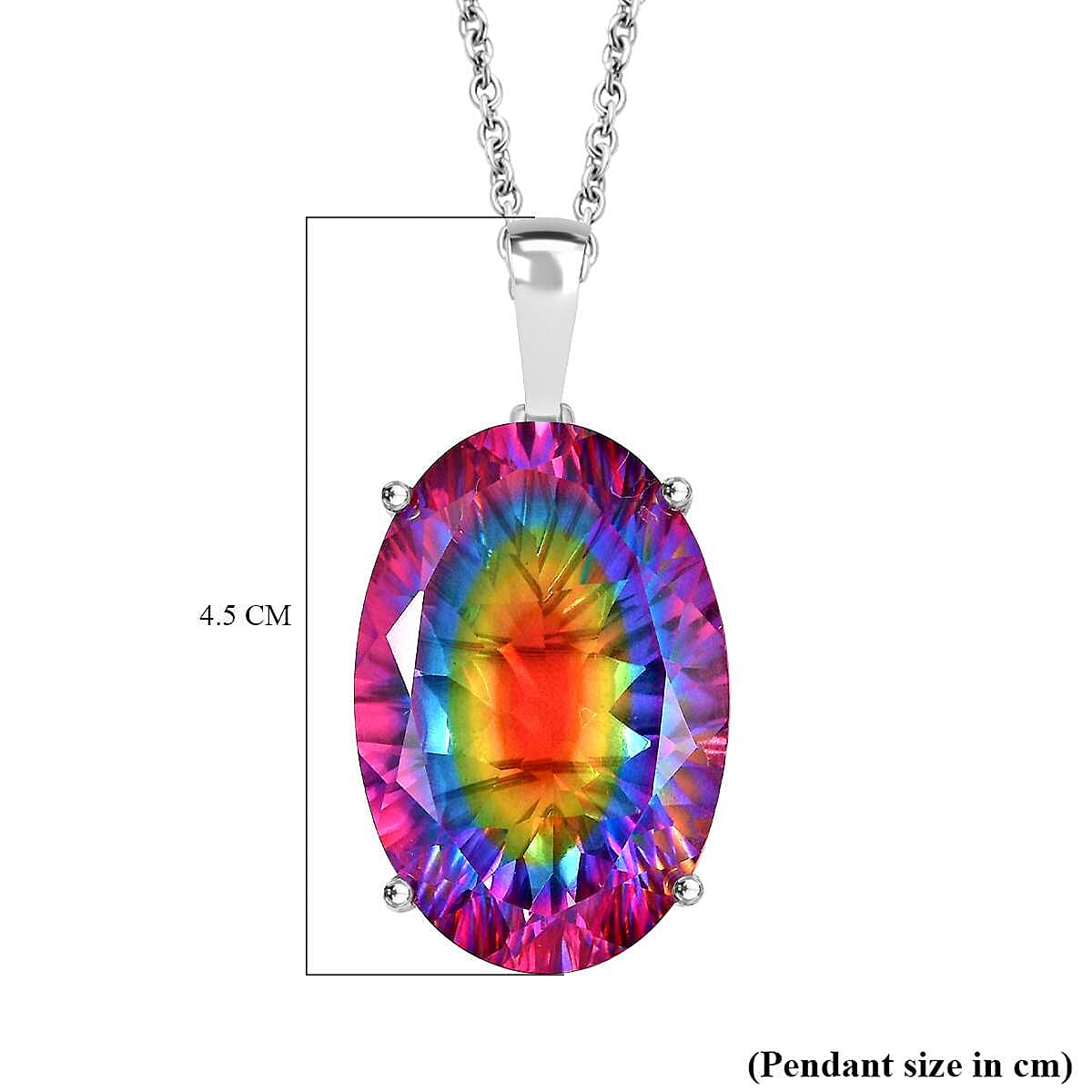 Nebula Quartz Doublet Solitaire Pendant with Chain (Size 20) in Rhodium Overlay Sterling Silver 50 Ct 4312690 5