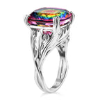 TJC Launch Nebula Quartz Doublet Solitaire Ring in Rodium Overlay Sterling Silver 11.06 Ct.